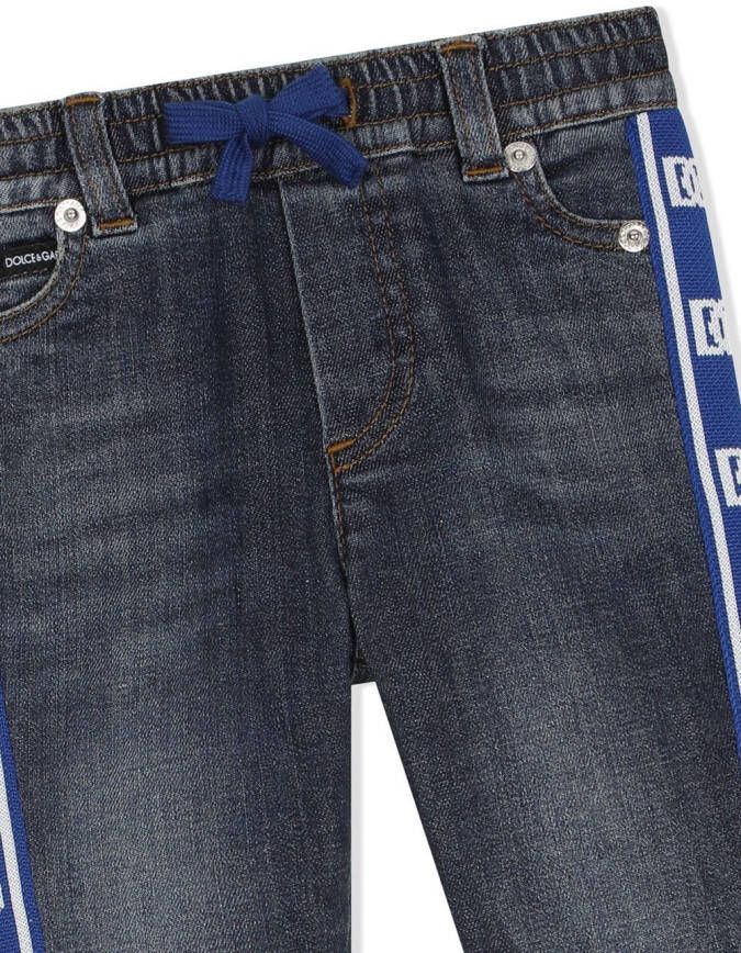 Dolce & Gabbana Kids Jeans met trekkoord en logo afwerking Blauw