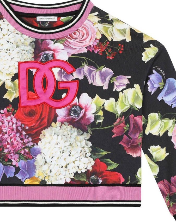 Dolce & Gabbana Kids Sweater met bloemenprint Zwart
