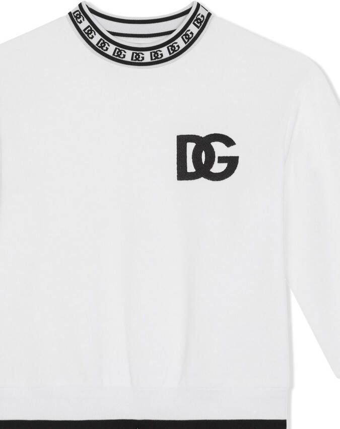 Dolce & Gabbana Kids Katoenen sweater met DG-logo Wit