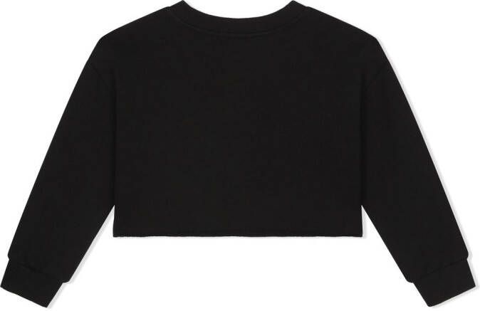 Dolce & Gabbana Kids Katoenen hoodie met geborduurd logo Zwart