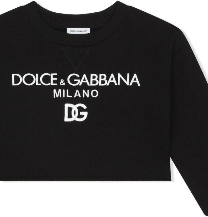Dolce & Gabbana Kids Katoenen hoodie met geborduurd logo Zwart
