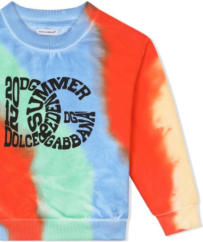 Dolce & Gabbana Kids Sweater met tie-dye print Blauw