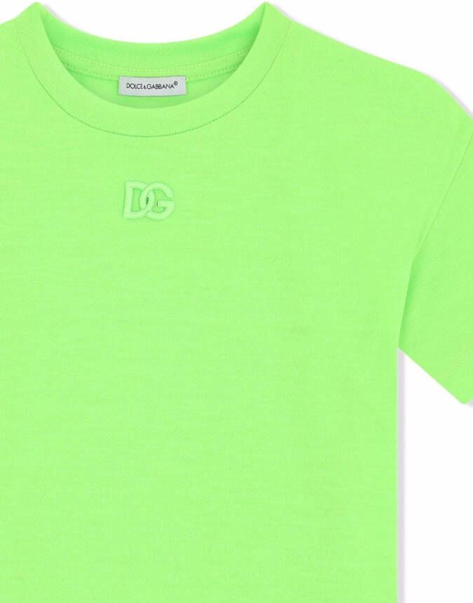 Dolce & Gabbana Kids T-shirt met geborduurd logo Groen