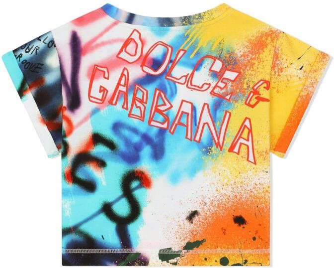 Dolce & Gabbana Kids T-shirt met graffiti-print Veelkleurig