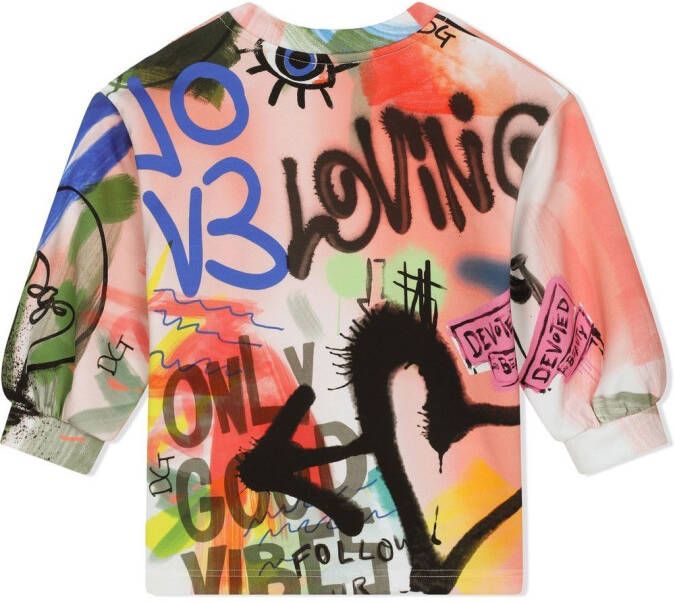 Dolce & Gabbana Kids T-shirt met graffiti-print Wit