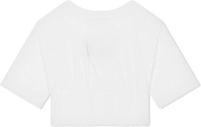 Dolce & Gabbana Kids Cropped T-shirt met logo-label Wit