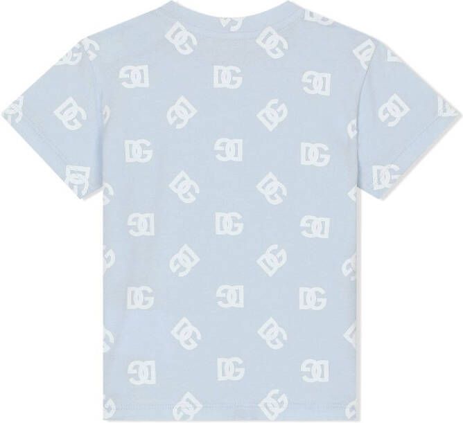 Dolce & Gabbana Kids Katoenen T-shirt met logo Blauw
