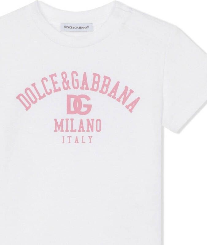 Dolce & Gabbana Kids Katoenen T-shirt met logo Wit