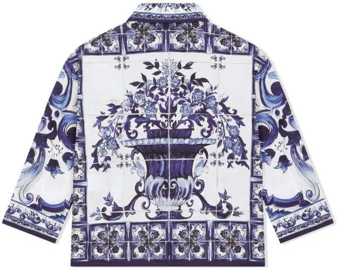 Dolce & Gabbana Kids Popeline shirt met print Blauw