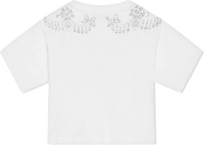 Dolce & Gabbana Kids T-shirt verfraaid met stras Wit