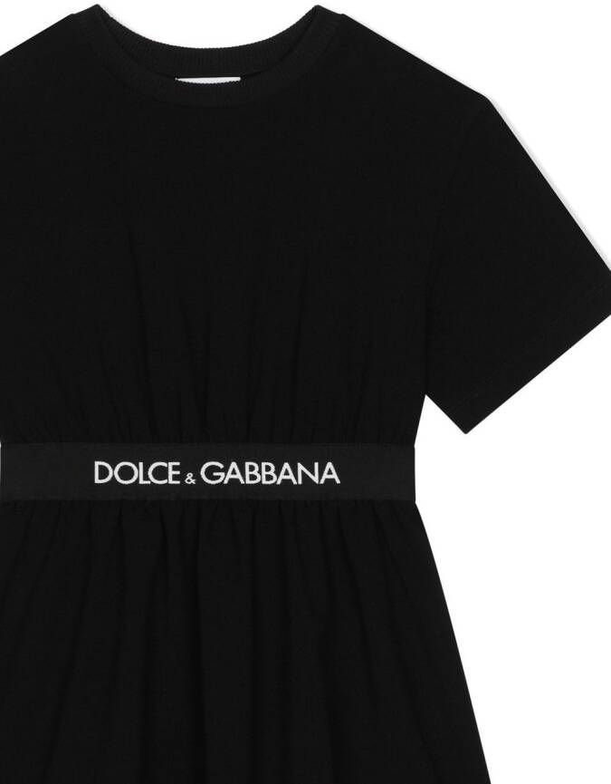 Dolce & Gabbana Kids Jurk met logoband Zwart