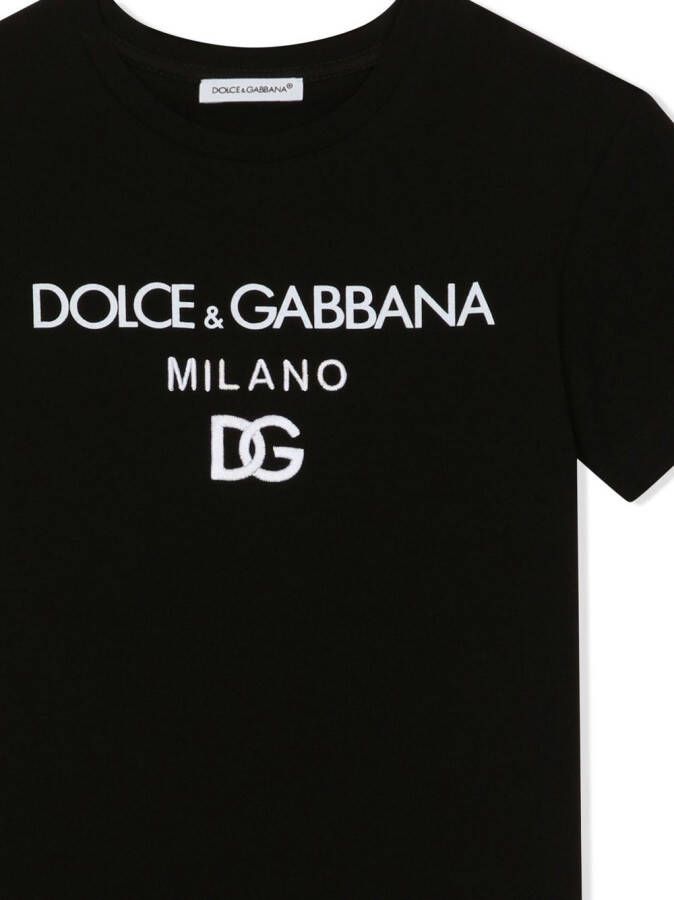 Dolce & Gabbana Kids T-shirtjurk met logoprint Zwart