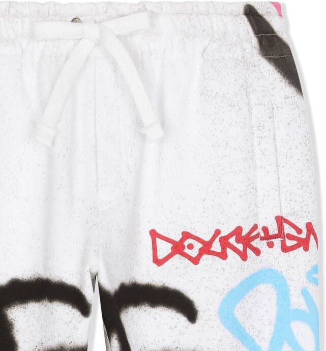 Dolce & Gabbana Kids Trainingsbroek met graffiti-print Wit