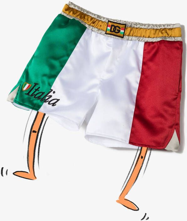 Dolce & Gabbana Kids Trainingsshorts verfraaid met vlag Wit