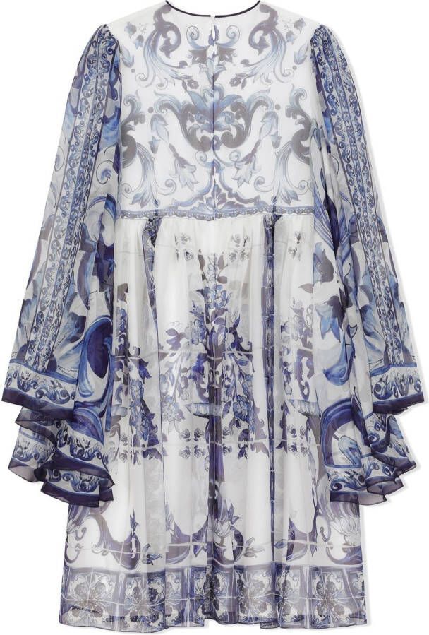 Dolce & Gabbana Kids Zijden jurk Blauw