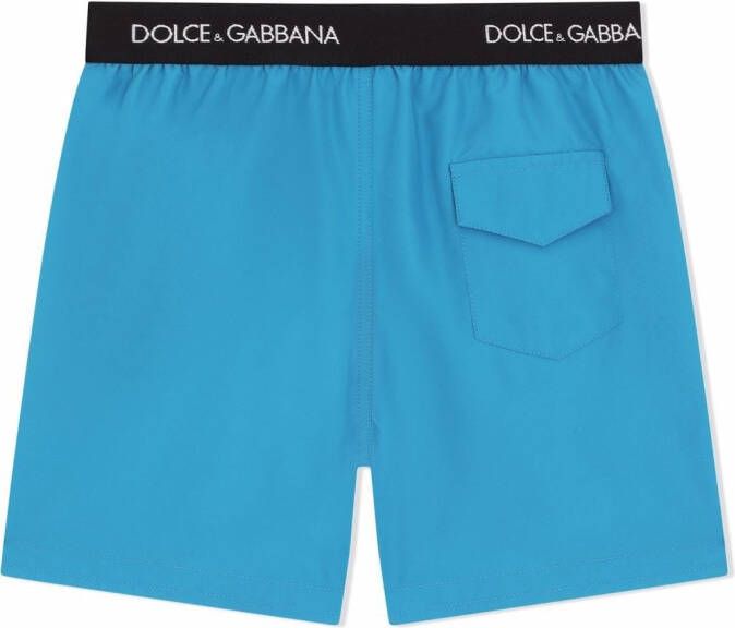 Dolce & Gabbana Kids Zwembroek met geborduurd logo Blauw