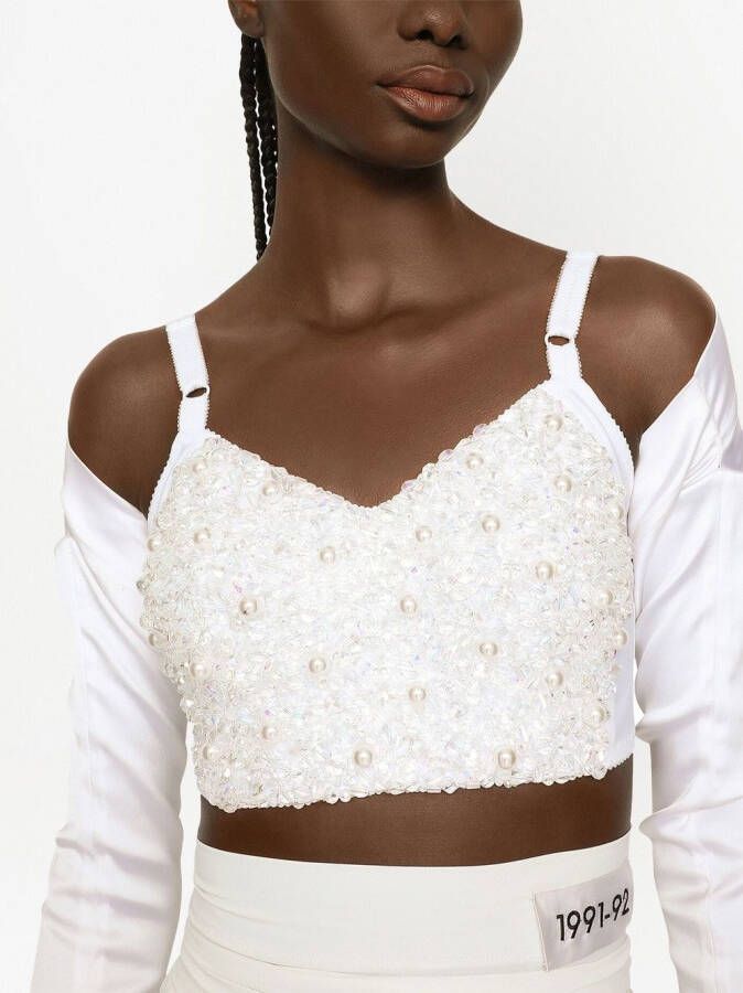 Dolce & Gabbana KIM DOLCE&GABBANA korset top met kralen Wit