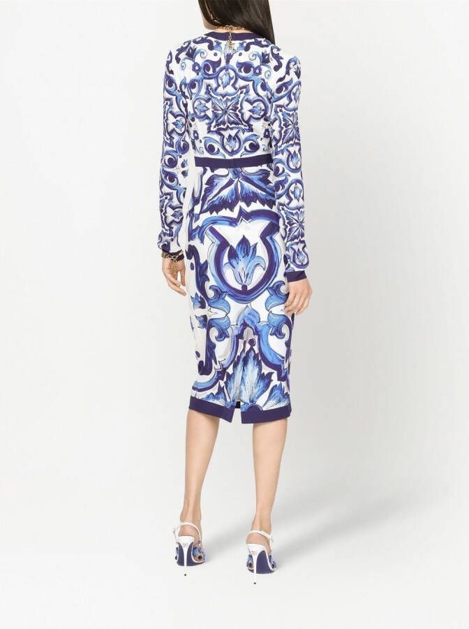 Dolce & Gabbana Jurk met Majolica-print Blauw
