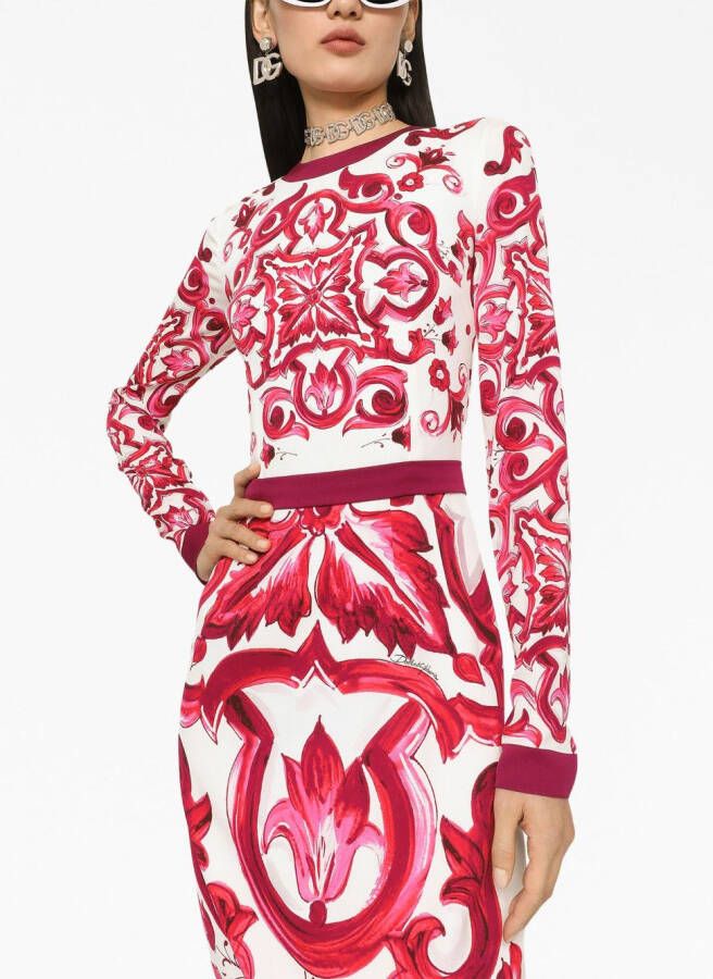 Dolce & Gabbana Kokerjurk met print Rood