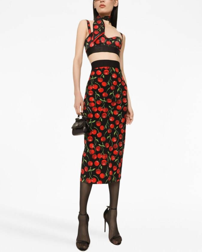 Dolce & Gabbana Kokerrok met bloemenprint Zwart