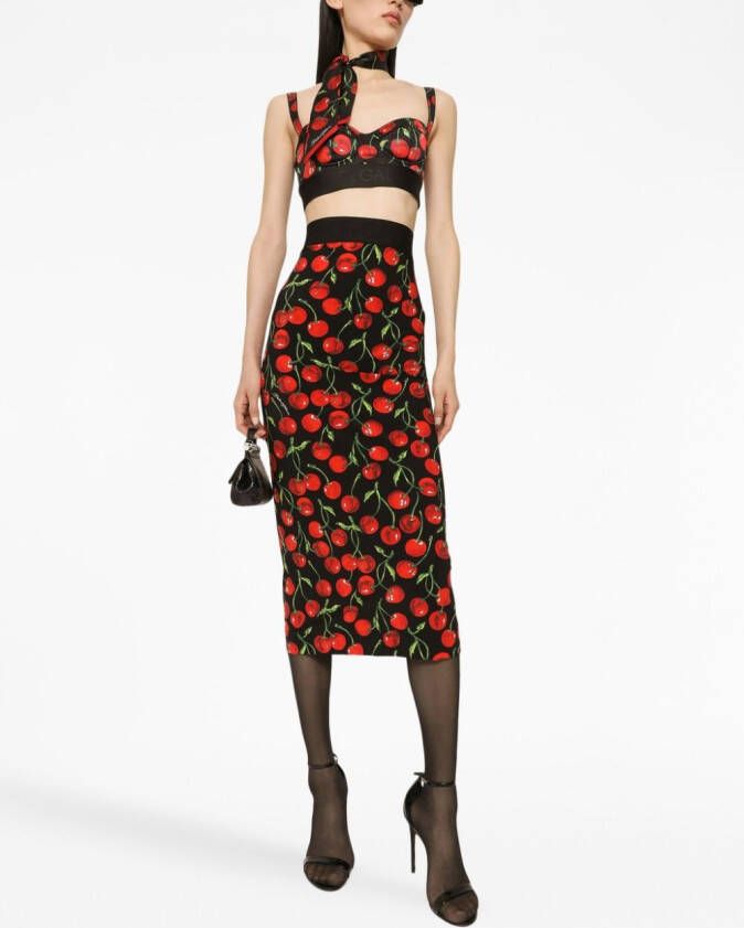Dolce & Gabbana Kokerrok met bloemenprint Zwart