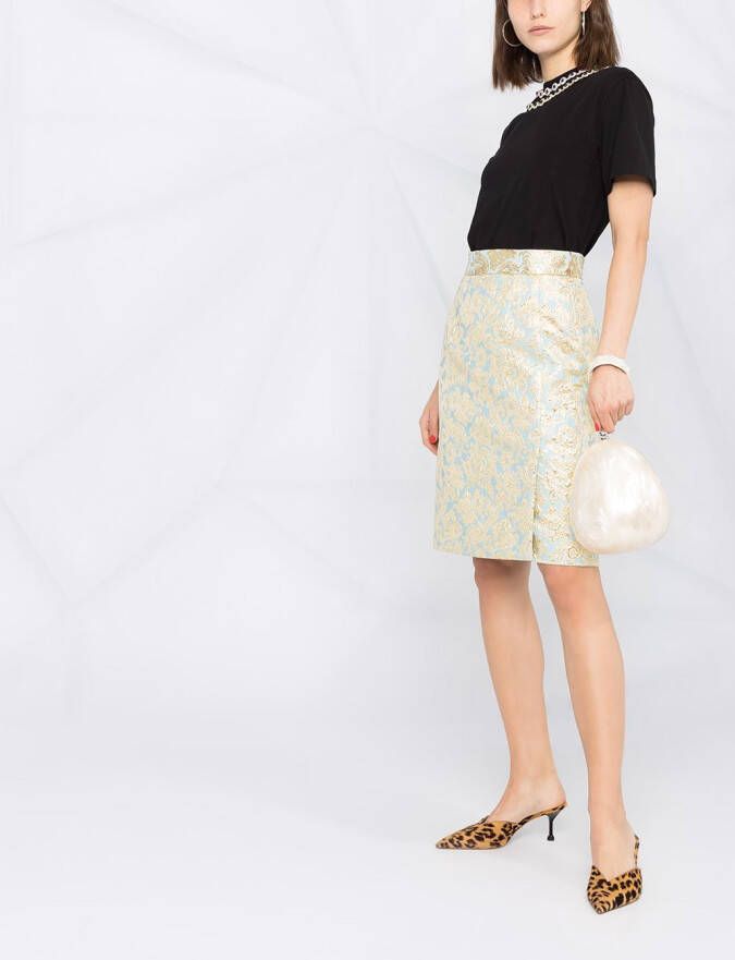 Dolce & Gabbana Kokerrok met fleur de lis patroon Blauw