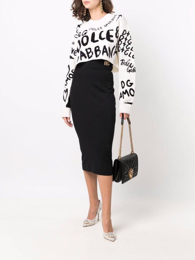 Dolce & Gabbana Kokerrok met logoplakkaat Zwart
