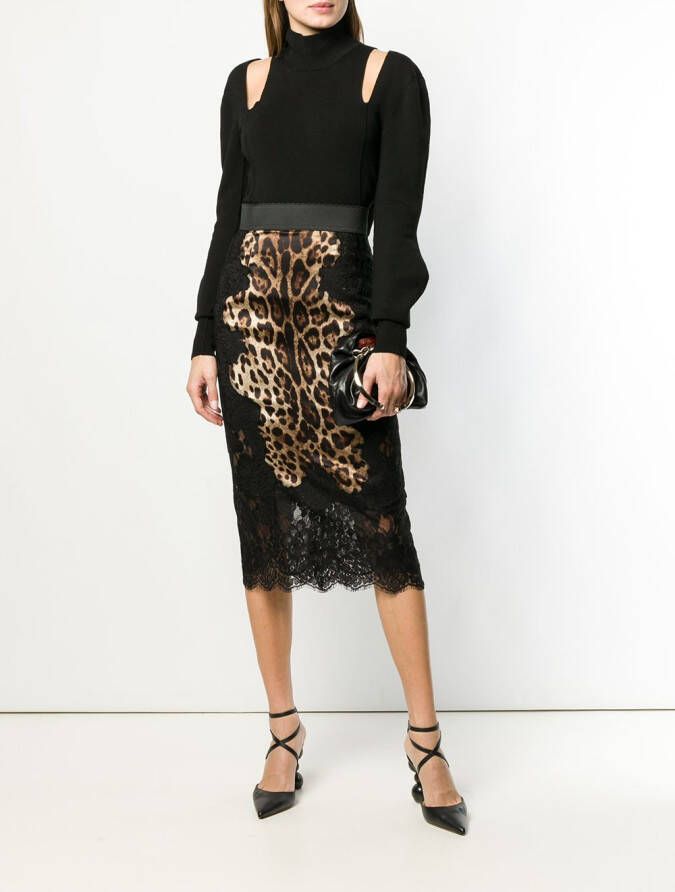 Dolce & Gabbana kokerrok met luipaarddessin Bruin