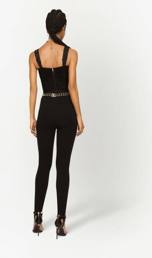 Dolce & Gabbana Gedrapeerde tulen korset top Zwart