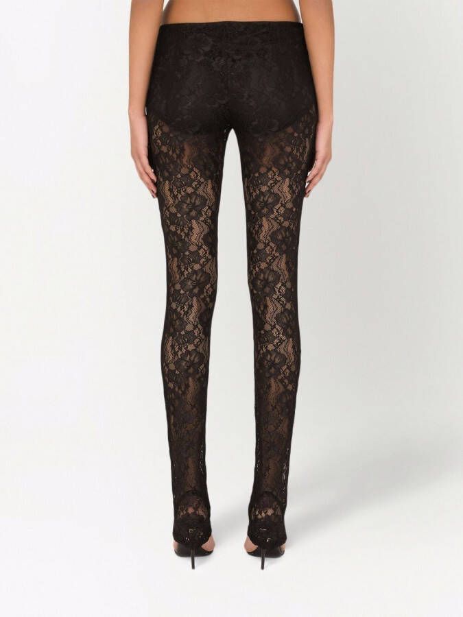 Dolce & Gabbana Skinny legging met bloemenkant Zwart