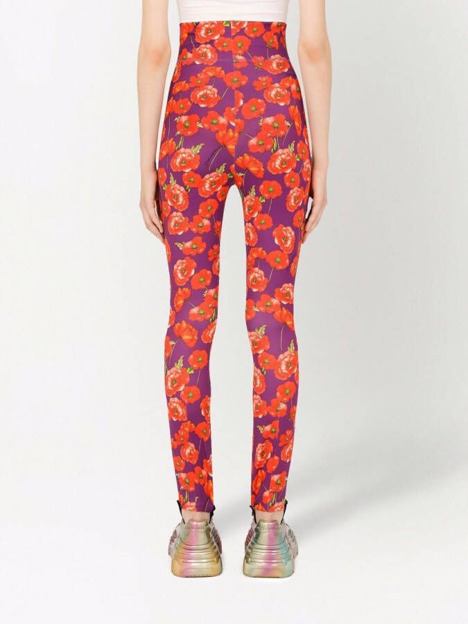 Dolce & Gabbana Legging met bloemenprint Paars