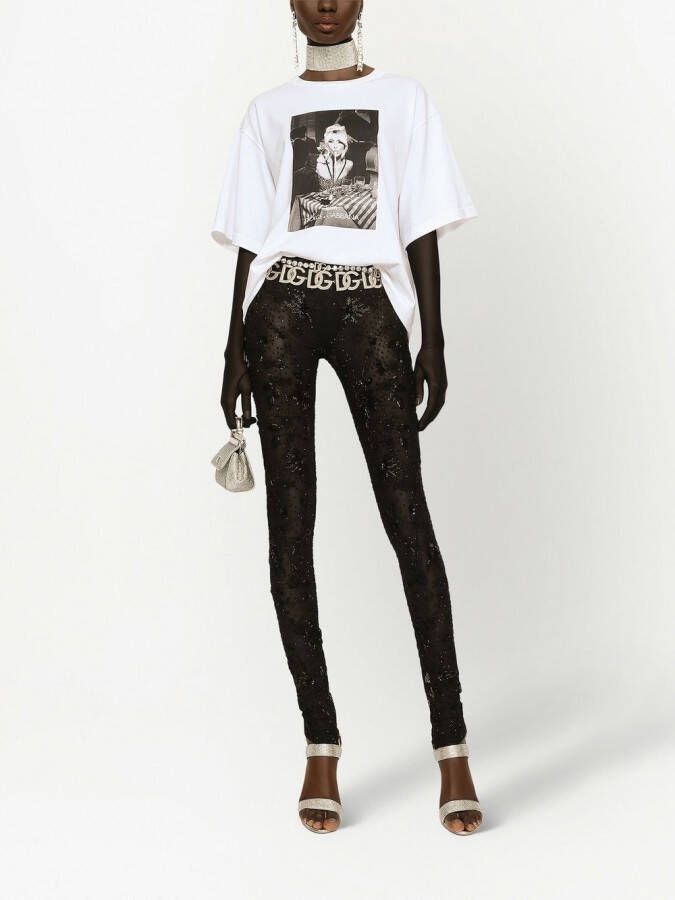 Dolce & Gabbana KIM DOLCE&GABBANA legging met geborduurde tule Zwart
