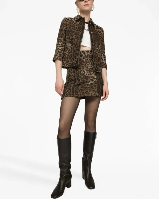Dolce & Gabbana leopard-patterned jacquard jacket Bruin