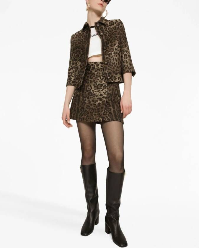 Dolce & Gabbana leopard-patterned jacquard jacket Bruin