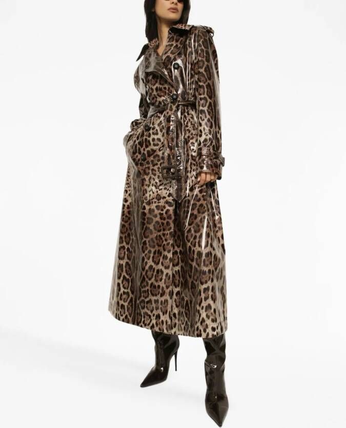 Dolce & Gabbana leopard-print belted trench coat Bruin