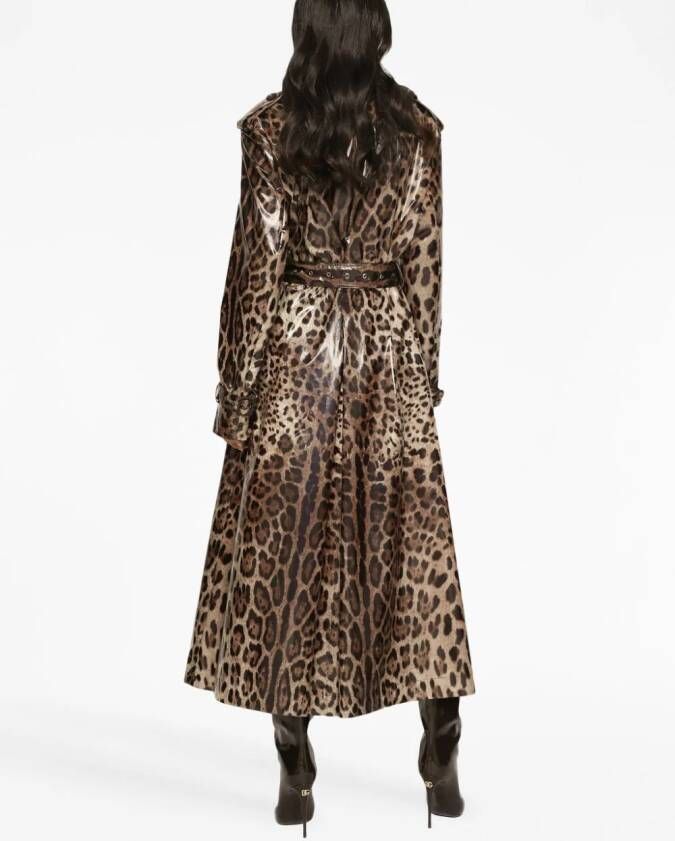 Dolce & Gabbana leopard-print belted trench coat Bruin