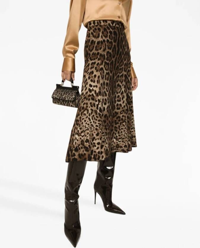 Dolce & Gabbana leopard-print high-waisted skirt Bruin