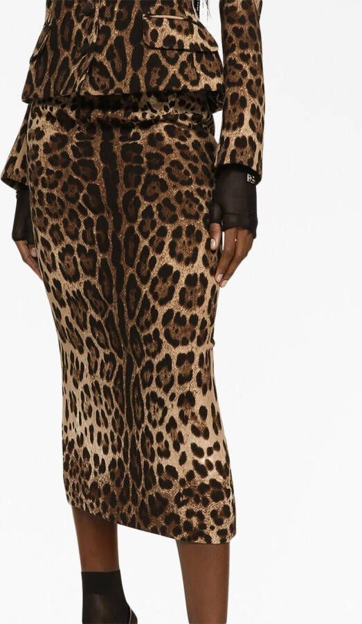 Dolce & Gabbana Midi-rok met luipaardprint Bruin
