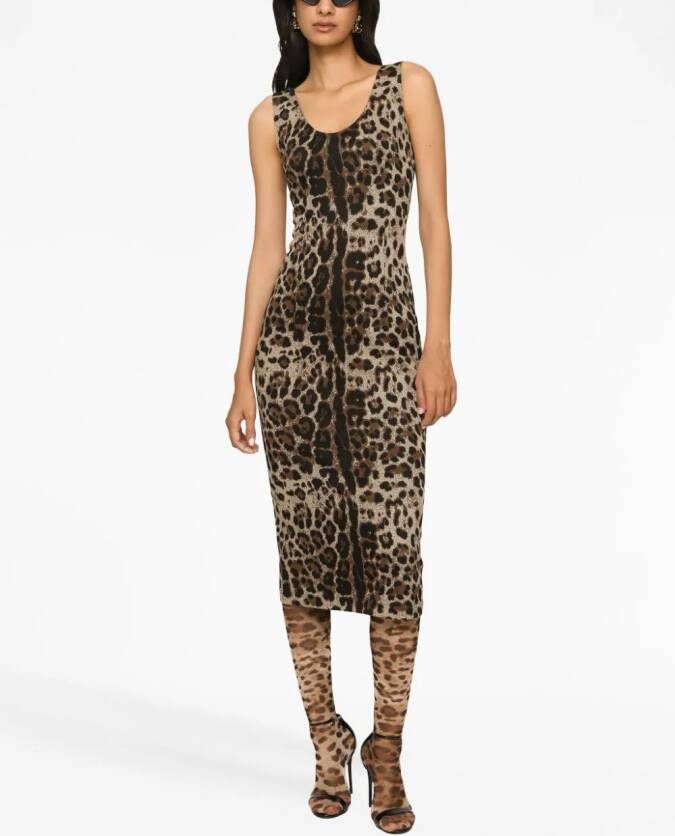Dolce & Gabbana Jurk met luipaardprint Bruin