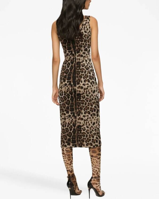 Dolce & Gabbana Jurk met luipaardprint Bruin