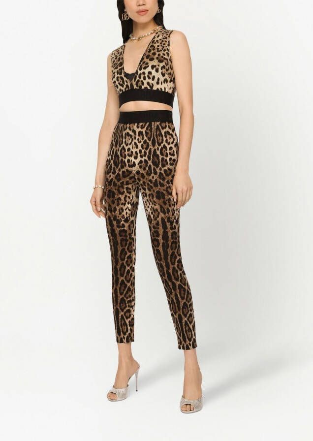 Dolce & Gabbana Cropped top met luipaardprint Bruin