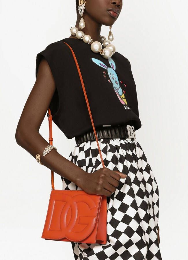 Dolce & Gabbana Leren crossbodytas met DG logo Oranje