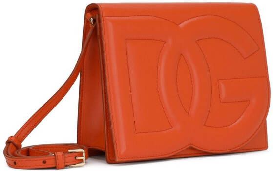 Dolce & Gabbana Leren crossbodytas met DG logo Oranje