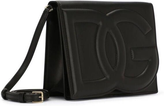 Dolce & Gabbana Leren crossbodytas met DG logo Zwart