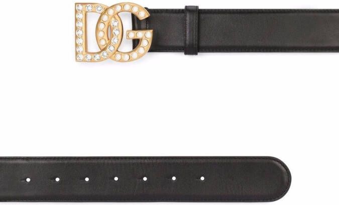 Dolce & Gabbana Riem verfraaid met stras en logo Zwart