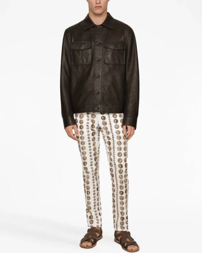 Dolce & Gabbana Leren jack Bruin