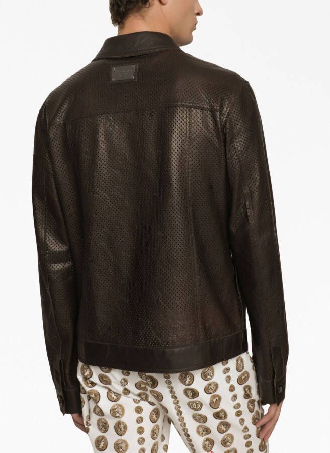 Dolce & Gabbana Leren jack Bruin