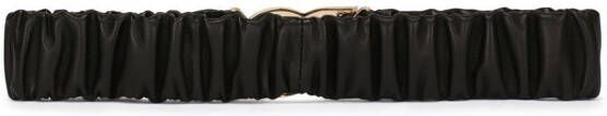Dolce & Gabbana Leren riem met ruches en DG-logo Zwart