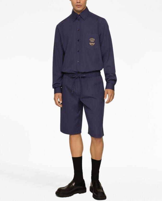 Dolce & Gabbana Overhemd met geborduurd logo Blauw