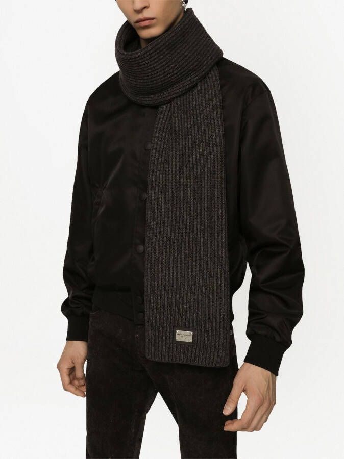 Dolce & Gabbana Sjaal met logopatch Grijs